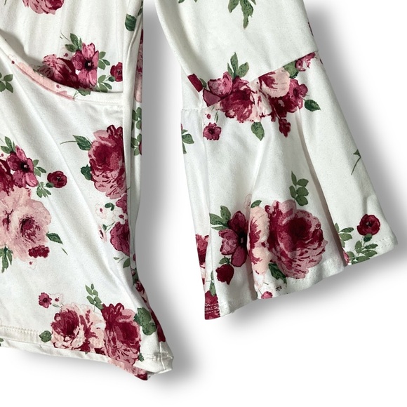 Pinc Floral Wrap Top Sz XL V Neck Long Sleeve Ruffle Peony Y2K 90's Stretch - Picture 8 of 14